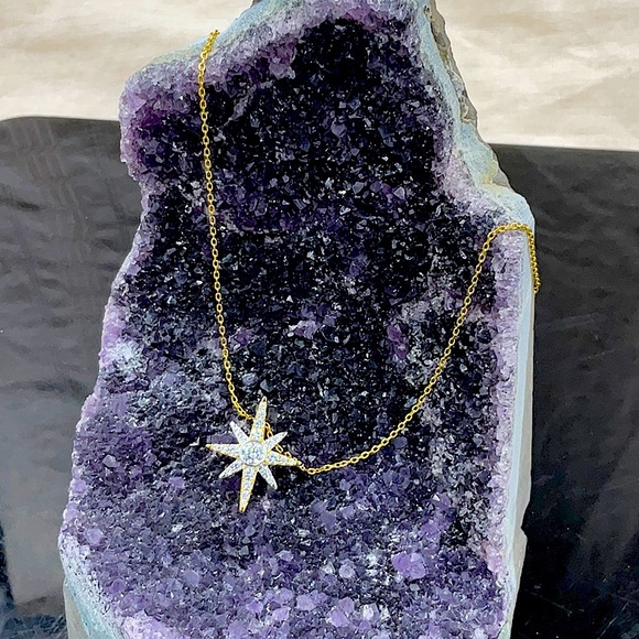 Jeulia 18K Gold Over Sterling Silver 18” Necklace With Star Pendant - Picture 3 of 8